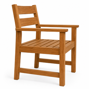 Chaise de jardin extérieure en teck massif, design moderne, écologique, durable, avec dossier à double lattes et accoudoirs larges - Product Image 2