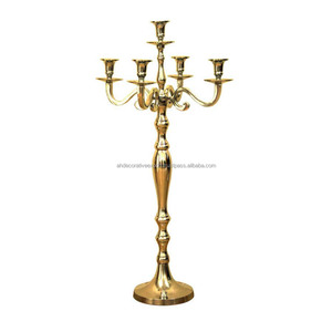 Candelabros de piso de oro antiguo de lujo hechos a mano de Metal brillante centro de mesa de boda decoración de fiesta logotipo personalizable para Navidad - Product Image 6
