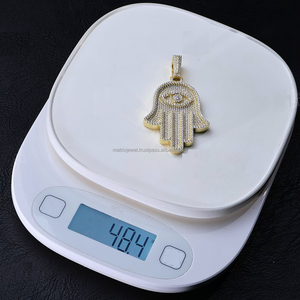 Eleva tu estado de estilo con colgante de mano HAMSA con ojo en plata 925 con diseño personalizado de diamante chapado en oro VVS moissanite - Product Image 5