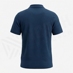 Polo en tricot à manches courtes pour homme avec fermeture éclair, design bicolore, séchage rapide, style décontracté, rayures bleu beige - Product Image 2