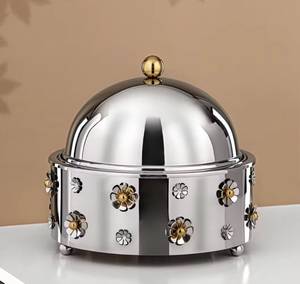 Recipiente para Calentar Comida de Acero Inoxidable Dorado, Servidor de Buffet de Lujo, Ecológico, Duradero, con Tapa, Olla Caliente para Servir Comida - Product Image 4