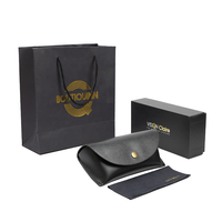 Boîte de rangement de luxe pour lunettes de soleil XUZE PB-1024, logo personnalisé, carton noir recyclé, matériau PU, forme carrée