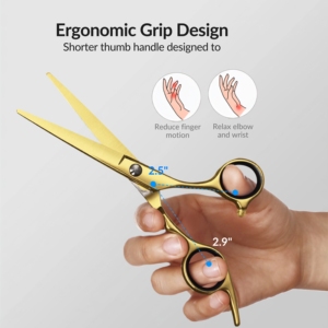 Harbor Industry Premium <b>Left</b>-<b>Handed</b> Stainless Steel Long Handle Offset Barber Hair Cutting <b>Scissors</b> Professional Salon Shears - Product Image 5