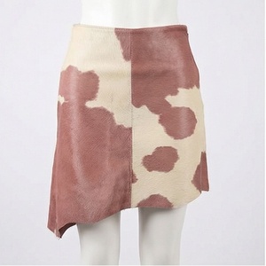 Jupe mini asymétrique pour femme en cuir véritable imprimé animal, taille régulière, style toutes saisons - Product Image 1