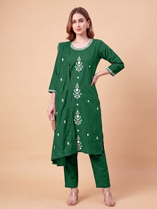 <b>Women</b>’s embroidered rayon <b>kurta</b> pant dupatta set elegant ethnic wear breathable fabric smooth texture festive graceful tradition - Product Image 2