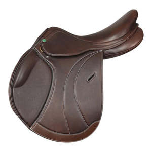 Selle d'obstacle anglaise avec arceau en bois, construction en cuir et quincaillerie nickelée - Product Image 1