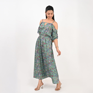 Robe longue à imprimé floral, style bohème, en mousseline de soie, décontractée pour l'été, à manches trois quarts - Product Image 3