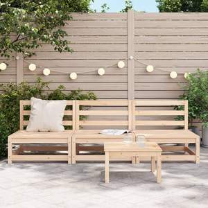 Canapé de jardin modulaire moyen en pin naturel, ensemble d'extérieur durable en bois massif - Product Image 3