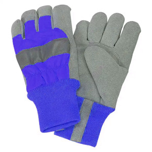 Cowhide Split Leather Industrial Safety <b>Gloves</b> with <b>Knit</b> Wrist Cuff Canadian Rigger Construction Design for Hand Arm Protection - Product Image 4