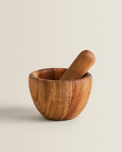 Mortero y Pilón Rústicos de Madera Dura, Duraderos, para Moler Ingredientes Ayurvédicos, Utensilios de Cocina Esenciales para el Hogar - Product Image 1