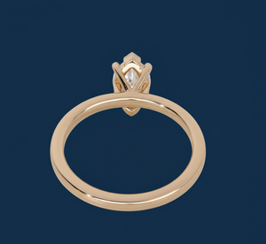 Bague de fiançailles solitaire ShivPath 1Ct en diamant de laboratoire de taille marquise, plaqué rhodium, or jaune 14 carats, VVS2, certifiée IGI - Product Image 3