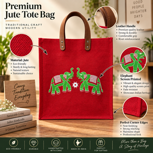 Unique Design Custom Printed red <b>elephant</b> printed Jute Shopping Bags Luxury Quality Handmade ecofriendly Bag for <b>gifting</b> - Product Image 4