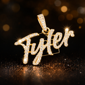 Collar Personalizable de Oro Sólido de 14K con Nombre en Letra Cursiva, Estilo Hip Hop, con Diamantes Cultivados en Laboratorio, Colgante Elegante - Product Image 1