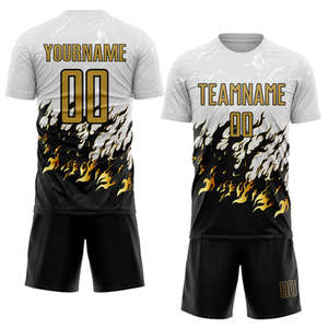 Custom <b>Flame</b> Design Soccer Jersey Uniform Short Sleeve Sublimation Print Breathable 100% Polyester Unisex Adult 140g Fabric - Product Image 1