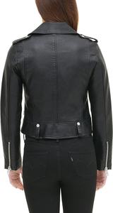 Vente en gros dames grande taille veste en cuir de vache véritable de haute qualité tissu de coton à surpiqûres noires avec doublure en nylon prix bon marché - Product Image 2