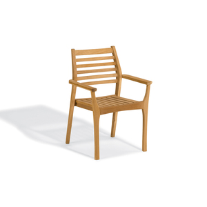 Modern Teak Outdoor Armchair <b>Garden</b> Patio <b>Chair</b> Contemporary Design Durable Wood Frame Waterproof <b>Stackable</b> Saber Legs - Product Image 1