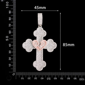 Beautiful Design White Gold Moissanite Diamond Cross Pendant Hip Hop Broken Heart Cut Design and <b>Rope</b> <b>Chain</b> Man's Jewelry - Product Image 3