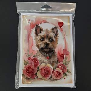 Cairn Terrier Valentine Roses Whimsical A7 Tarjetas de felicitación Paquete de 8 tarjetas de nota en blanco con sobres Tamaño 5x7 - Product Image 3