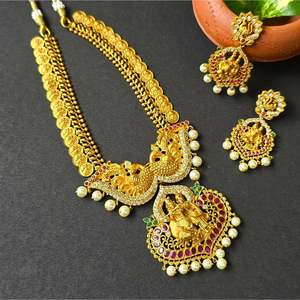 Radha Krishna <b>Bridal</b> <b>Jewelry</b> <b>Set</b> with Cubic Zirconia Earrings - Product Image 1