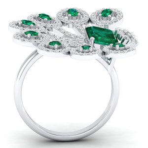 REYES Luxurious 1.75 Carat Emerald Gemstone Engagement <b>Rings</b> in 14K Solid Gold Moissanite Bridal Gift Jewelry For Weddings - Product Image 4