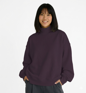 Sudadera de Manga Larga con Cuello Alto para Mujer, Logotipo Personalizado en la Parte Delantera, Premium, Otoño Invierno, Esencial, OEM ODM, Top Moderno de Moda - Product Image 4