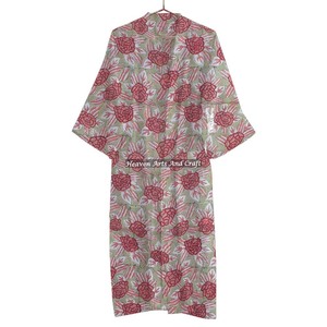 Indian Handmade Women Cotton Sleeved <b>Kaftan</b> Clothing Hand Block Print Dress Beach Wrap Cover Up Sleepwear Summer <b>Maxi</b> - Product Image 1