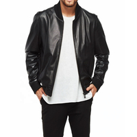 Nouvelle Arrivée : Blouson Bomber d'Hiver en Cuir pour Homme avec Manches Côtelées en Toile, Col Montant, Coupe-Vent, Anti-Bactérien et Doublure Intérieure en Coton