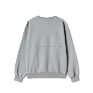 Sudadera deportiva de algodón 100% gris para hombre europeo americano, holgada, de manga larga, informal, bordada con letras personalizadas, resistente al agua - Product Image 2