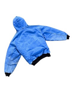 Sweat à capuche oversize en denim délavé vintage, effet usé, 500 g/m², 100 % coton, fermeture éclair, streetwear d'hiver pour homme - Product Image 2