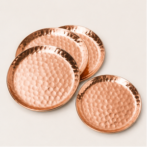 Handcrafted Set Of 4 Pure Hammered Copper Coasters For Moscow Mule Mugs Vintage Round Metal Drink <b>Mats</b> for Home <b>Bar</b> and Tabletop - Product Image 5