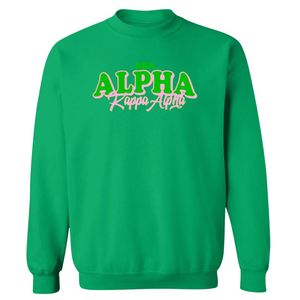 Sudadera Verde AKA con Gráficos, Cuello Redondo, Manga Larga, Puños Acanalados, Informal, para Mujer, Top de Felpa, Moda Urbana, para Uso Diario - Product Image 1