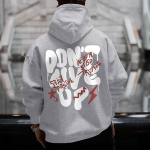 Sudadera con Capucha Gris para Hombre, Corte Cómodo, Diseño Gráfico, Algodón, Estampado con Efecto de Goteo, Estilo Casual para Otoño, Diseño Delantero y Trasero, Bolsillo, Corte Regular - Product Image 2