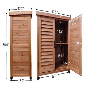 Outdoor Patio Garden Furniture Potting <b>Bench</b> with Storage Cabinet <b>Metal</b> Table Top Wood Workstation 31x17x36 Coffee 31x17x36 - Product Image 5