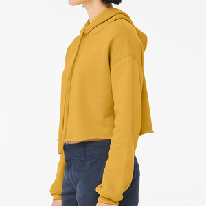 Sweat-shirt à capuche court pour femme grande taille, manches longues, couleur unie, hiver, décontracté, avec cordon de serrage, vente en gros ODM/OEM - Product Image 4