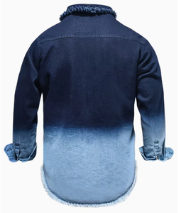 <b>Men</b> Denim Shirt Fashion Casual Cotton Denim Long Sleeve Shirt <b>Men</b> Denim Shirt Wholesale Casual Long Sleeve Button Front Denim - Product Image 2