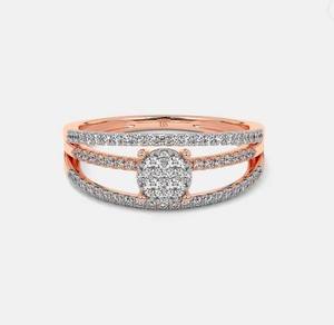 แหวนหมั้นเพชรทรงบริลเลียนต์สี E ทองคำ 14K 18K  เพชรเลี้ยงในห้องปฏิบัติการ รับรองโดย IGI ตัวเรือนแบบหนามเตย  เครื่องประดับคลาสสิกสำหรับผู้หญิง - Product Image 3