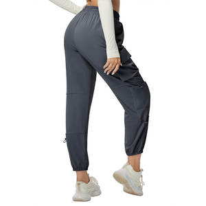 wholesale Double Simple Vertical <b>Stripe</b> Loose Wide Leg <b>Trousers</b> Elastic <b>Women's</b> Casual Pants - Product Image 2