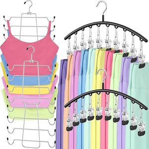 Set di 4 Organizzatori Salvaspazio per Armadio: 2 Appendiabiti per Canotte, 2 Appendiabiti per Leggings con 20 Clip, Organizzatore per Reggiseni, Pantaloni e Gonne - Product Image 1