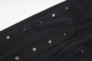 Jean en denim respirant noir à rivets pour homme, collection Printemps 2025 – Tendance délavée, style personnalisé, pantalon long, marque Hip Hop Américaine - Product Image 4