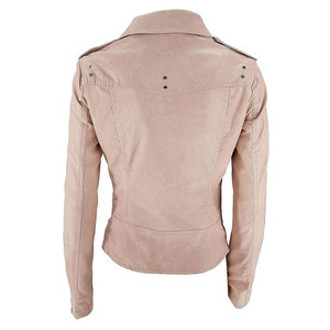 <b>Women's</b> Brown Genuine Sheep Skin <b>Leather</b> Woven Finished <b>Bomber</b> <b>Jacket</b> Full Sleeve Breathable Zipper Closure Turn-down Collar - Product Image 4