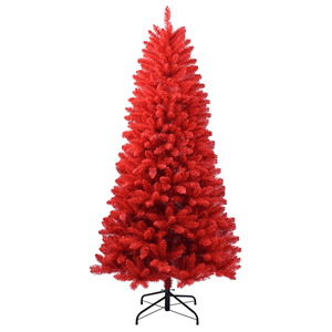 Premium 4ft <b>Artificial</b> Red Christmas <b>Tree</b> with 456 PVC <b>Branch</b> Tips Hinged Foldable Base for Indoor Holiday Decorating - Product Image 1