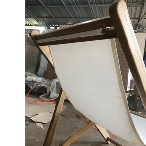 Silla Plegable Moderna de Madera de Teca Sólida para Exteriores, Silla de Playa con Tela de Lona Blanca para Jardín, Terraza y Piscina - Product Image 6