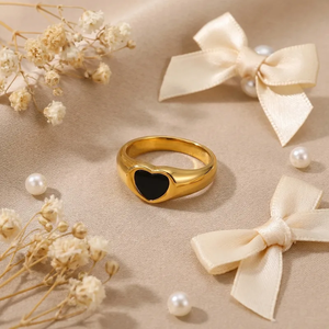 Geometric Electroplated <b>Ring</b> 304 Stainless Steel with Natural Shell Inlay 18K Gold PVD Plated Women Fashion Jewelry - Product Image 5