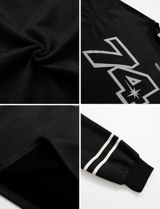 ELFRIC EDEN เสื้อสเวตเชิ้ตคอกลมโอเวอร์ไซส์สีดำสำหรับผู้ชาย 74 พิมพ์ลายสตรีทแวร์เสื้อพูลโอเวอร์ทรงปกติผ้าฝ้าย FRENCH TERRY ฤดูใบไม้ร่วง - Product Image 5