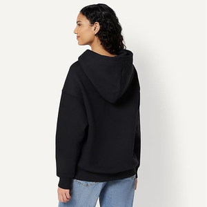 Wholesale Women's Classic Hooded Sweatshirt Solid Black Cotton Knitted Regular Length Autumn Wear - Product Image 3