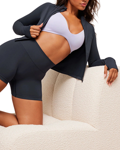 Chaquetas deportivas de yoga para mujer con cremallera, de secado rápido, para correr, de manga larga, para fitness al aire libre, para gimnasio, sudaderas con capucha, chaqueta atlética para mujer - Product Image 5
