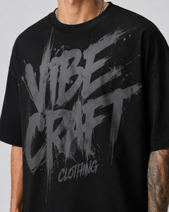 T-shirt noir pour homme Vibe Craft, coupe classique, imprimé lettres sur le devant, style décontracté, manches courtes, col rond, 100% coton respirant - Product Image 6
