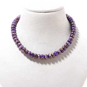 Collar de cuentas de amatista y cobre raro, hecho a mano, elegante collar de piedras preciosas, regalo de amatista para ella y para amantes de la joyería. - Product Image 5