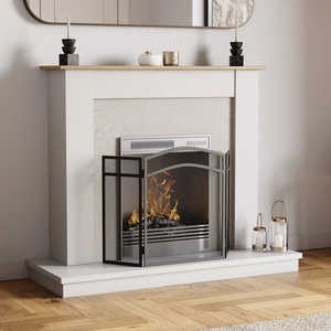 Más Vendido Protector de Chimenea Metálico Arqueado Plegable de Tres Paneles con Malla Fina Antichispas, Protector de Hogar de Acero Independiente - Product Image 2