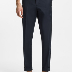 Nouveau pantalon droit pour homme, coupe ajustée, en polyester mi-lourd, décontracté chic, avec poches latérales, infroissable, devant plat, fermeture éclair. - Product Image 3